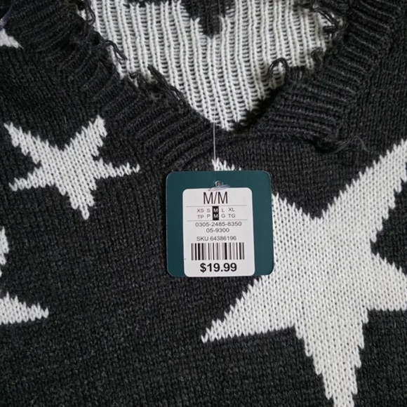 SOLD-Distressed Star Sweater - Picture 2 of 14